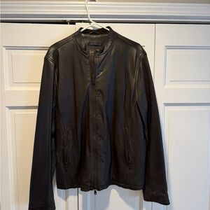 John Varvatos Brown Leather Moto Jacket